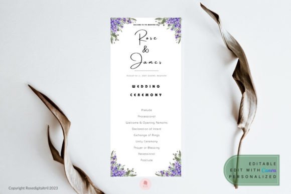 Download Wedding Ceremony Program Lavender - Ceremony Collection