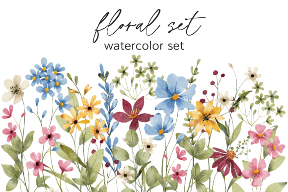 Download Floral Watercolor Set, Flowers, Leaves. - Flower Collection