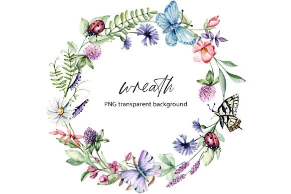 Download Watercolor Flower Wreath Frame, Png. - Flower Collection