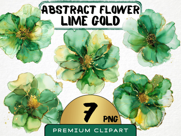 Download Abstract Green Gold Flower Clipart - Flower Collection