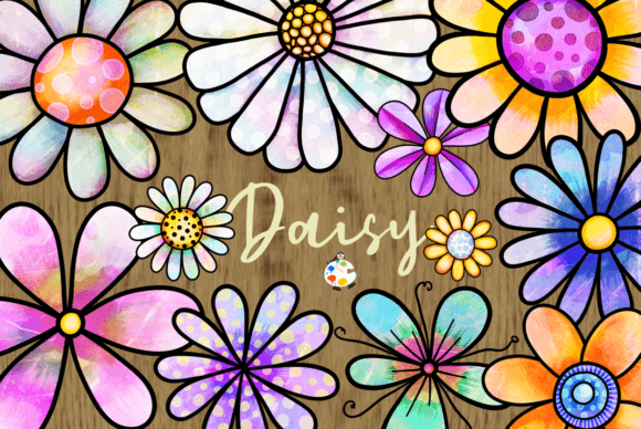 Download Daisy Flowers Watercolor Ink Doodle Art - Flower Collection