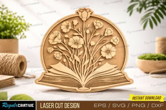Download Book Flower Laser Cut File,Book Laser - Premium Resources