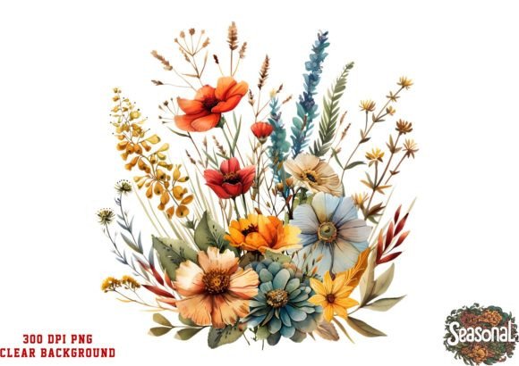 Download Boho Flowers Bouquet Watercolor Clipart - Flower Collection