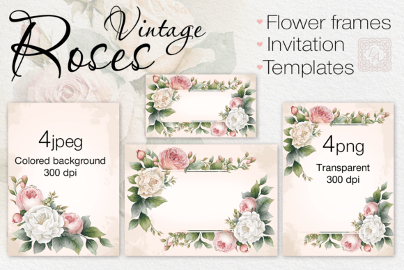 Download Flower Cards, Print Templates PNG, JPEG - Flower Collection
