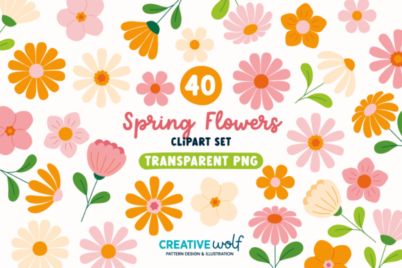 Download Whimsical Spring Flowers Clipart Set - Flower Collection