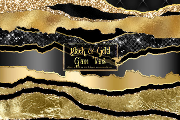 Download Black and Gold Glam Tears Clipart - Gold Collection