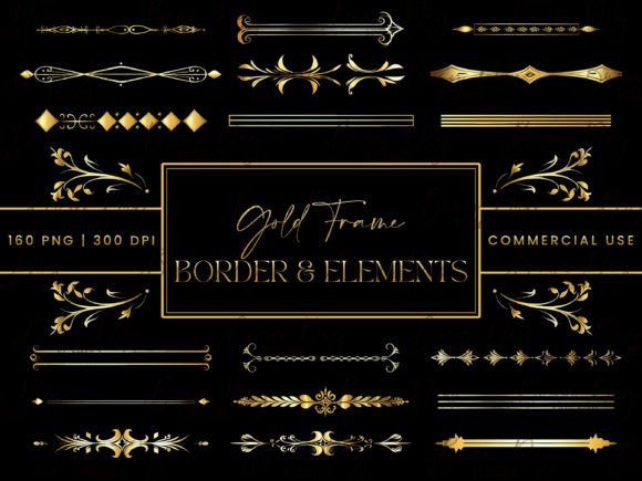Download Gold Frame Border and Elements Clipart - Gold Collection
