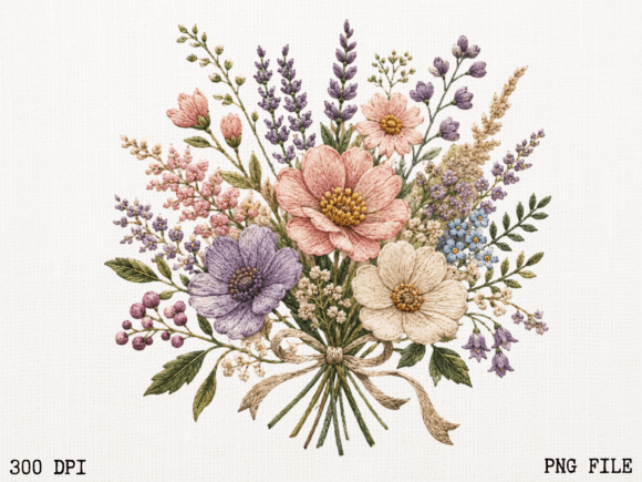 Download Wildflower Bouquet Embroidery PNG | Flor - Flower Collection