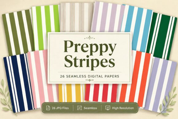 Download Preppy Stripes Pattern Digital Bundle - Pattern Collection